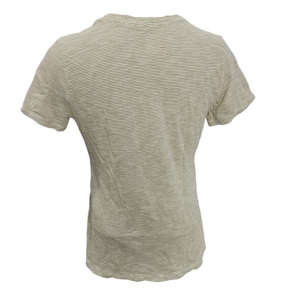 Time and Tru Women's M (8-10) Light Gray/White Stripe Tee - Picture 2 of 3